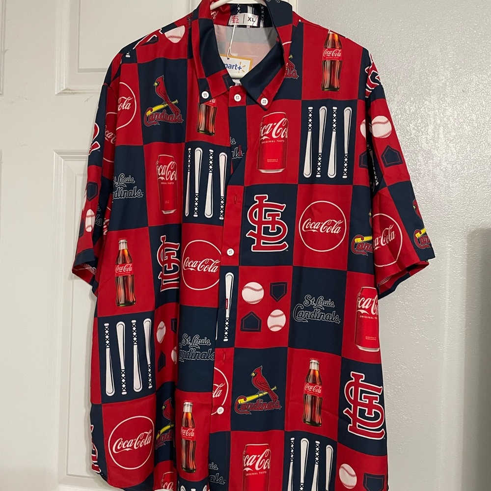 Coca Cola St Louis Cardinals Baseball Themed Red Men's Shirt